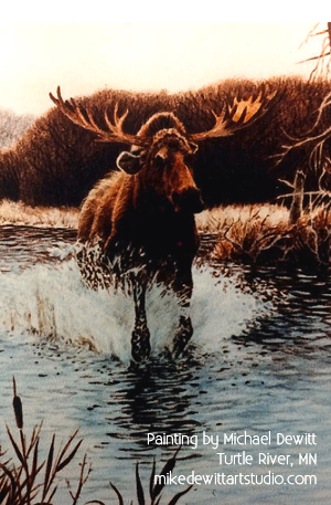 Moose on the Move, Painting by Michael Dewitt